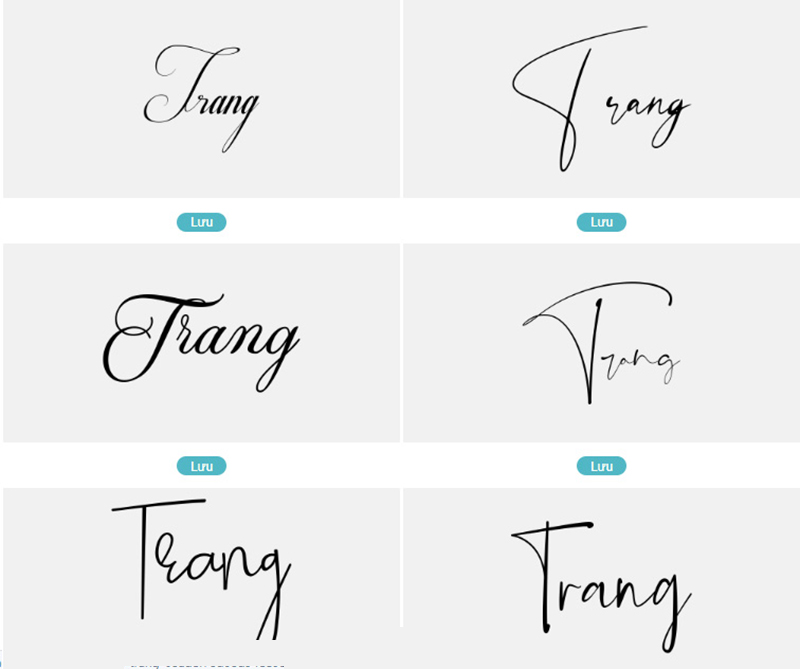 Mẫu chữ ký tên Trang