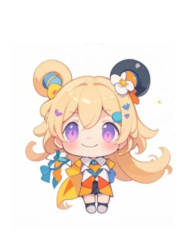Chibi nữ đáng yêu đang nghe nhạc bằng tai nghe