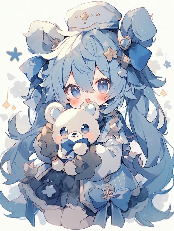 Cô gái chibi nữ đơn giản trong trang phục truyền thống