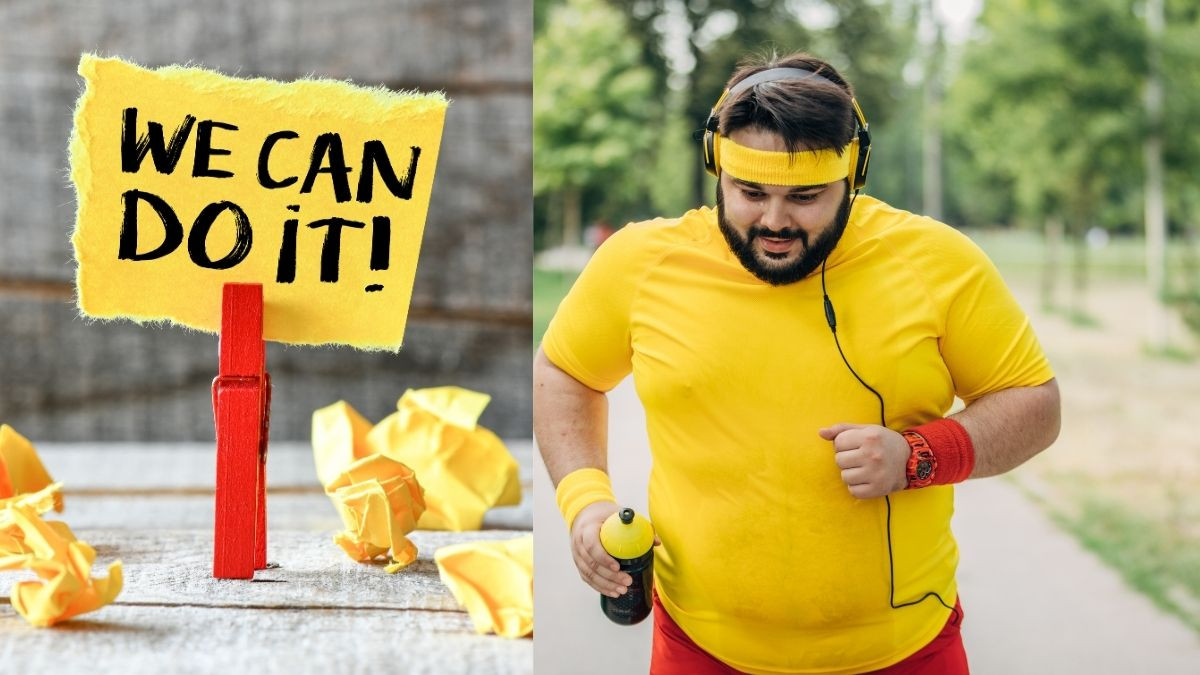 Hình ảnh tạo động lực giảm cân với trái cây tươi và rau xanh