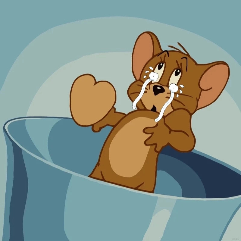 Meme chuột Jerry đang khóc một cách hài hước và dễ thương